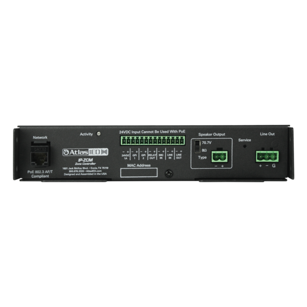 SINGLE OUTPUT POE+ IP ADDRESSABLE IP-TO-ANALOG GATEWAY  W/(2) GP I/O, MIC IN, BUILT-IN AMP